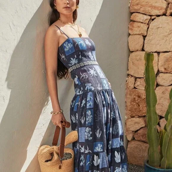 Agua by Agua Bendita Lima Algae Maxi Dress Size Small - Picture 3 of 12